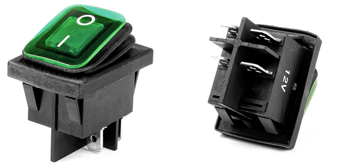 INTERRUTTORE LUMINOSO 12-24V 20AH ON>OFF VERDE